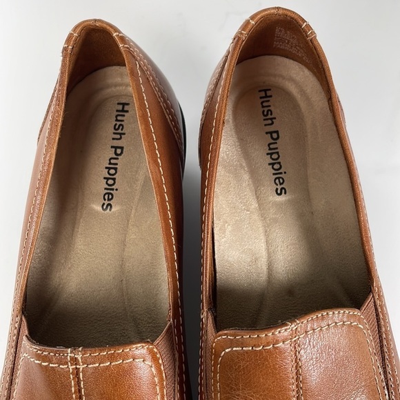 Leather Tan Hush Puppies Slip On Shoes - Picture 6 of 11